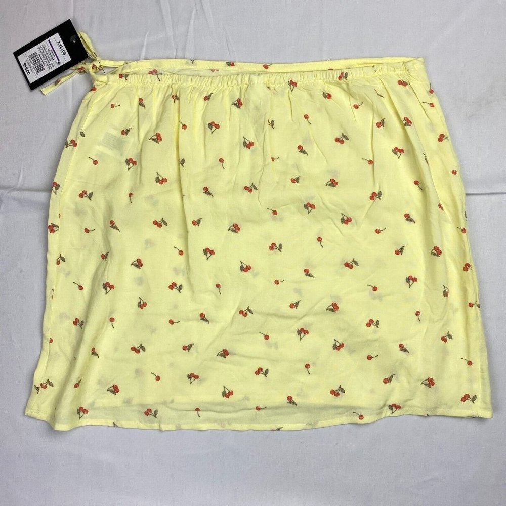 NWT Cherry Print Wrap Skirt Art Class Girls XXL (18) or Womens S/M Fruit Yellow
